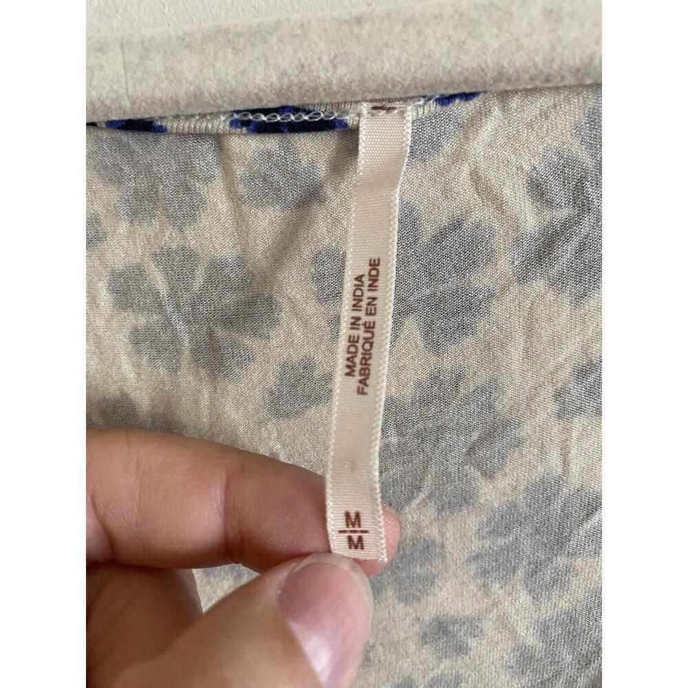 Free People Womens Wrap Dress M White Blue‎ Flowers LS Ties Wrist Wrap Belt Knit - Picture 3 of 4